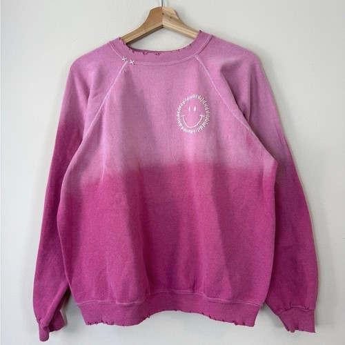 I Stole My Boyfriends Shirt Happy Face Rainbow Pink Sweatshirt - Small