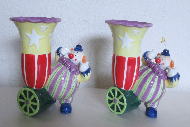 Fitz Floyd Clown Bud Vase, Gift Gallery, Shooting Cannon