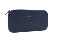 Longchamp Leather Coin Purse Navy Blue AB Used Compact Cash Holder