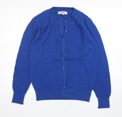 Lily Ella Damen Strickjacke Pullover blau V-Ausschnitt Größe S
