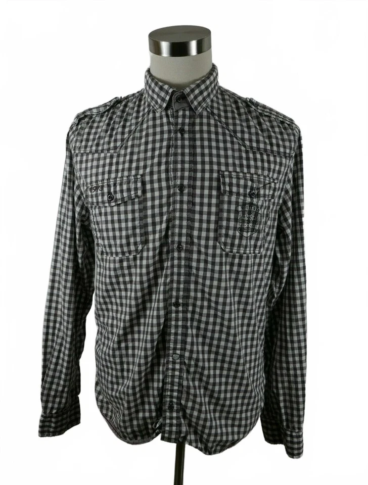 Buffalo David Bitton Mens Button Up Brown Checkered Plaid Shirt Large - Image 2 of 4