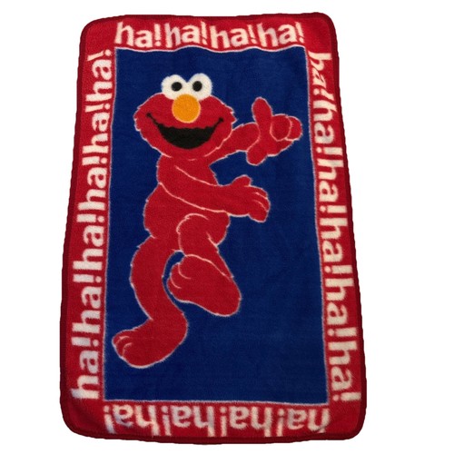 Elmo Owen Blanket Throw Vintage 90s Sesame Street Ha! Ha! Ha! Red Blue 43" x 29"