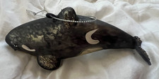 Orca Hand Blown Glass Ornament 6  
