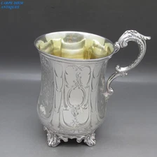 ANTIQUE VICTORIAN BEAUTIFUL SOLID STERLING SILVER HALF PINT MUG 150g LONDON 1838