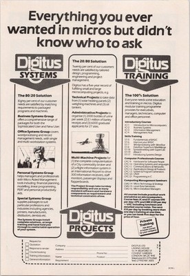 Digitus Systems 1984 Vintage Print Ad Microcomputer Training Projects