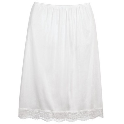 Easy Comforts Style Lace Trimmed Half Slip, White, LG