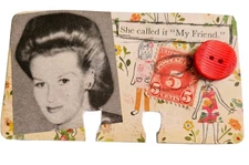 Mixed Media Collage Mini Art Card Original VTG Rotary Index Button Friends 2017