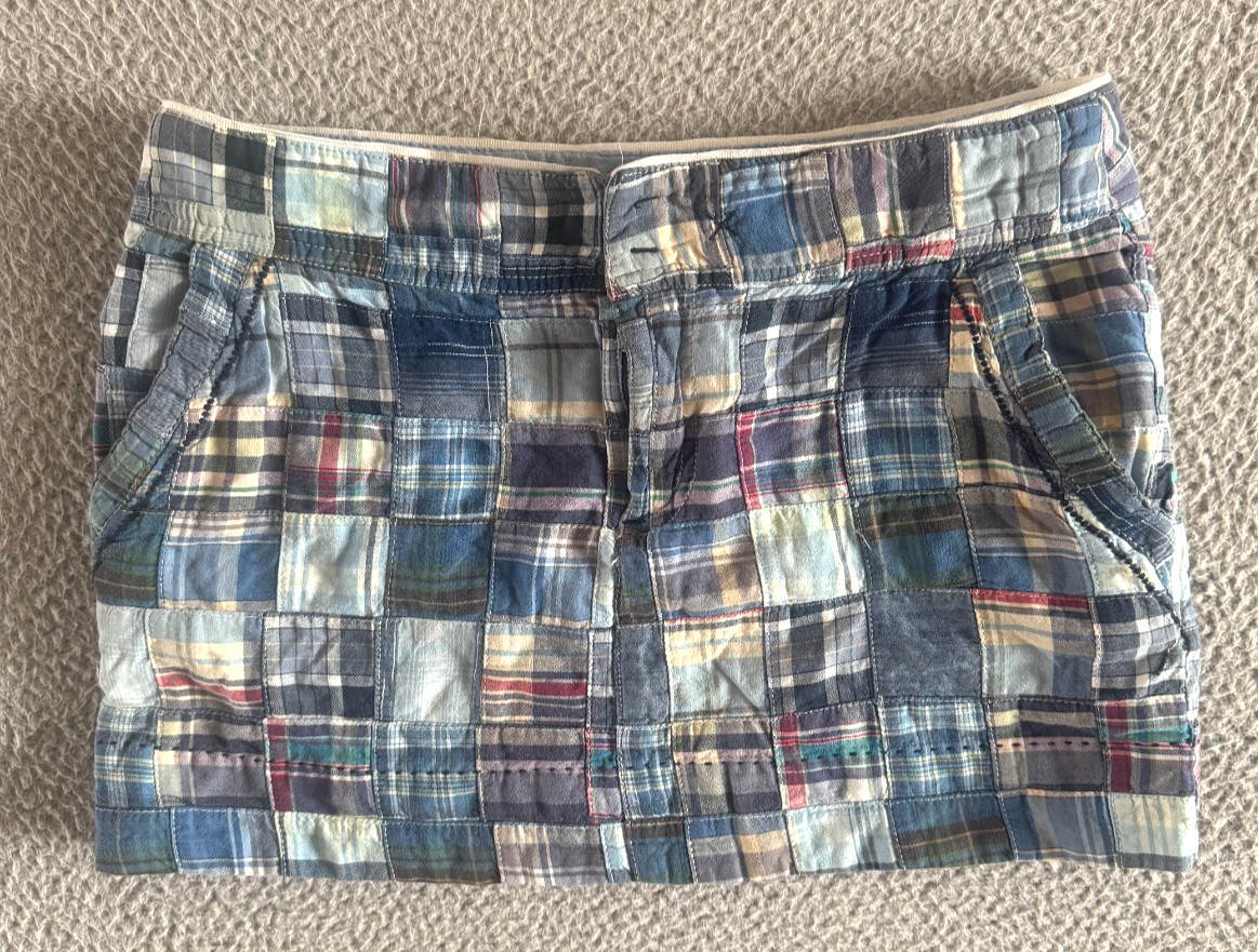 Y2K American Eagle Madras Patchwork Plaid Mini Sk… - image 1