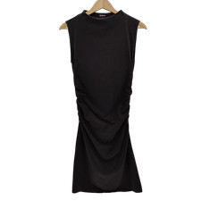 Quince Women Stretch Cotton Jersey Mock Neck Mini Dress Black S
