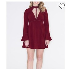 LoveRiche CROCHET TRIM DRESS Color Wine size Small