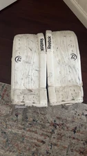 Reebok 18K by Lefevre Hockey Goalie Leg Pads White Blue Senior 31+1  Good Shape