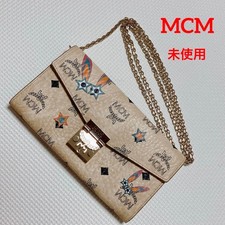 MCM Chain Wallet Beige Viscose Unused