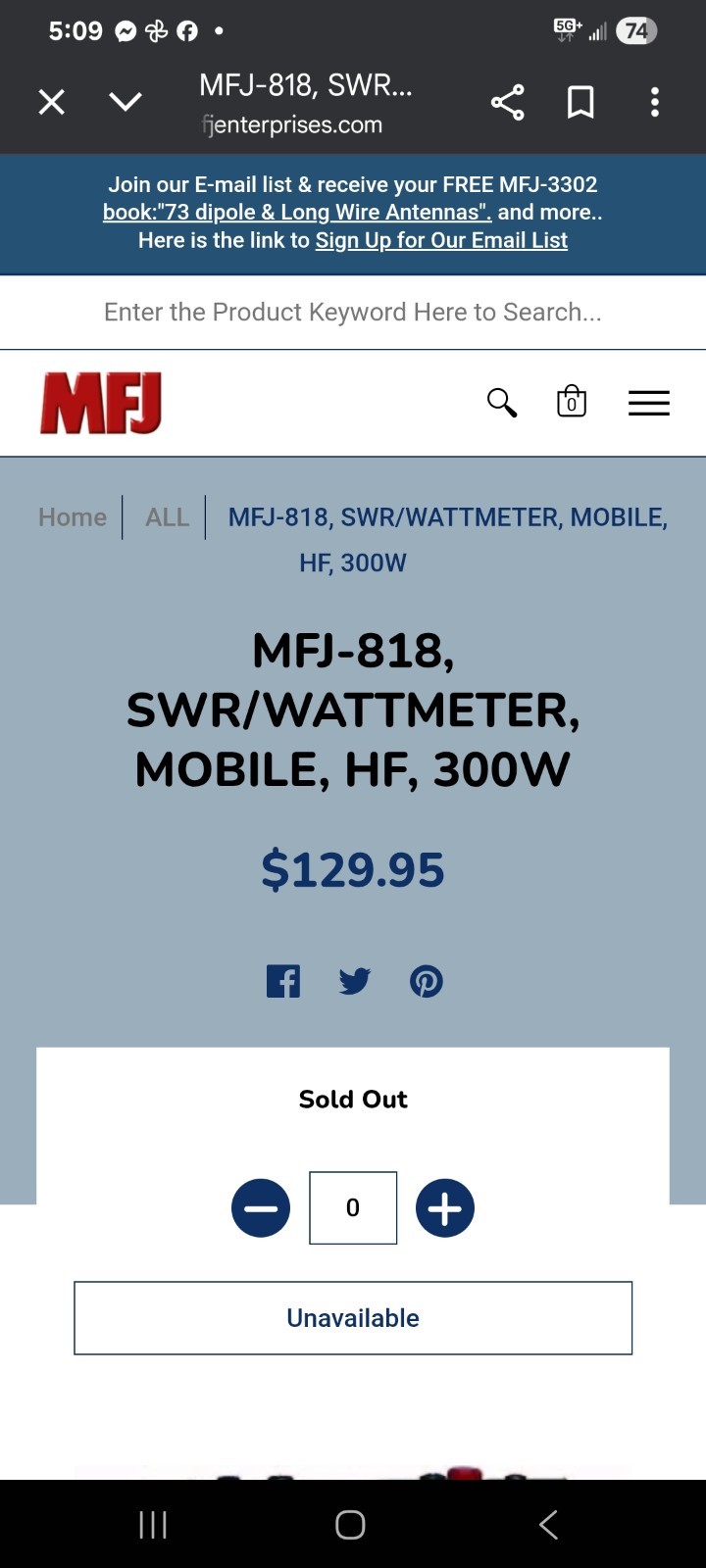 MFJ 818 Mobile SWR Watt Meter