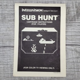 Sub Hunt Intellivision CIB Complete in Box W/ Overlays Tested Works