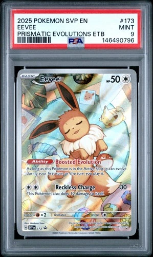 2025 POKEMON PRISMATIC EVOLUTIONS ELITE TRAINER BOX #173 EEVEE PSA 9