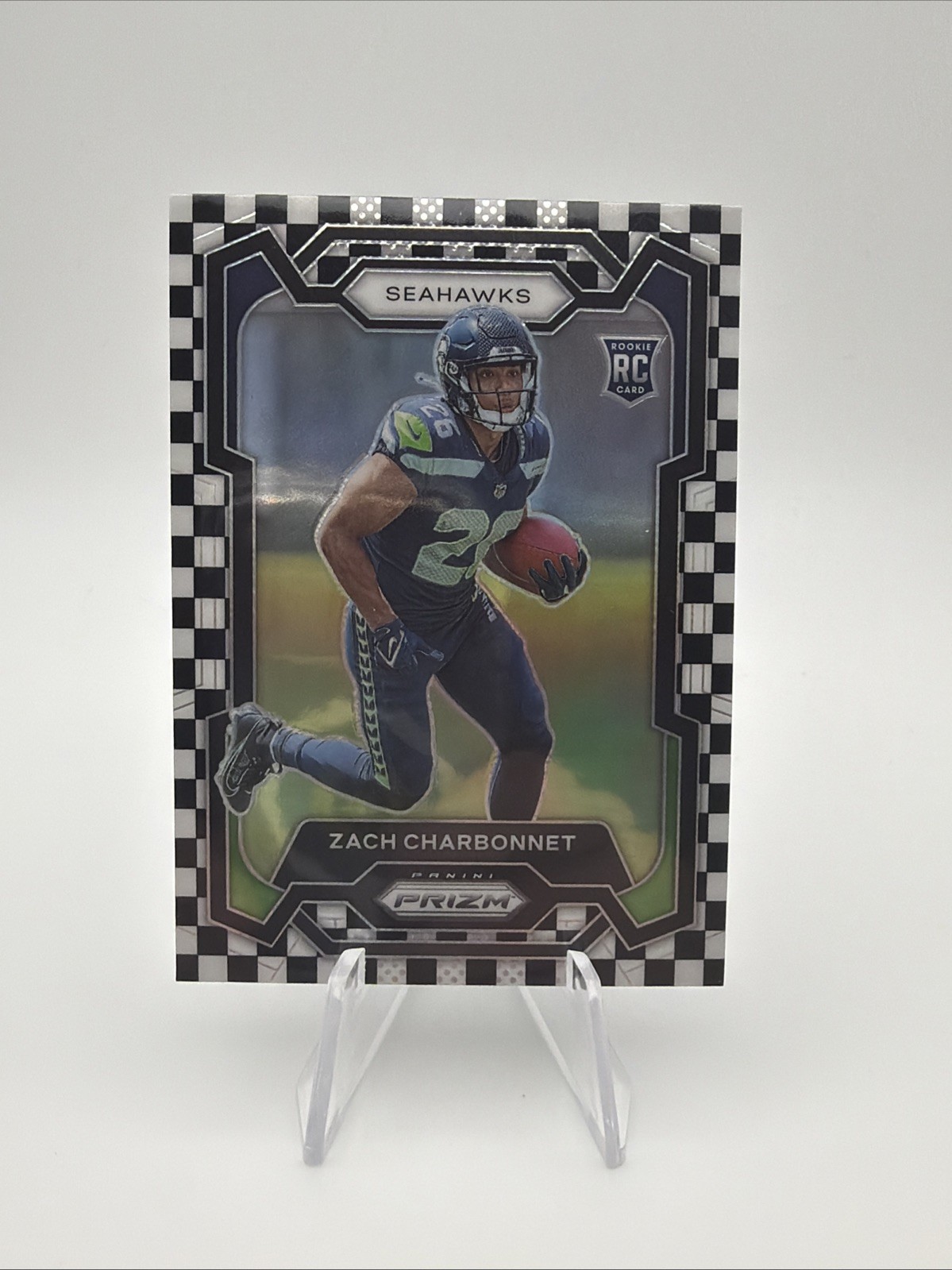 2023 Panini Prizm - Rookies Zach Charbonnet #392 Black & White Checker Prizm...