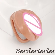 New Silicone Imitation External Genital Chastity Cage Ring Male Abstinence Lock