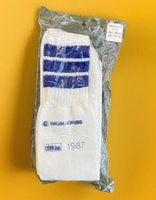 VTG Socks 80s "Racal-Chubb" 1987 NOS Tube 9-11 Blue USA Orlon Acrylic USA Made