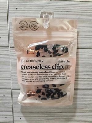 Kitsch Eco-Friendly Creaseless Hair Clip 4 Piece Set Black/Clear with Rose Gold