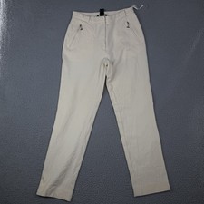 Vtg Lauren Ralph Lauren Wool Straight Leg Ivory Pants Women s Size 8 Zip Pockets