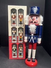 Nutcracker Christmas GC Wood Type Blue Multicolor Freestanding 15" Vintage 1990