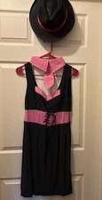 Sexy Girl Gangster Mob Moll Pink Costume Dress Hat Tie Size Lg. Dancer Role Play