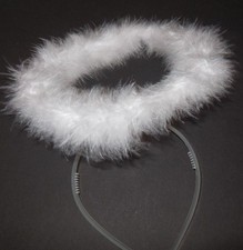 Lot of 3 White Feathered Angel Halos on headband Dance Theatrical accessory