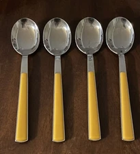 WMF Cromargan Cortina Yellow Gold 4 Tablespoons 7.75" Stainless Plastic Flatware