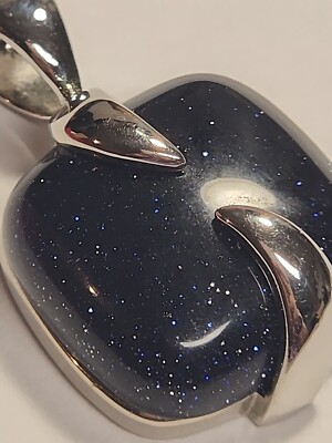 Lia Sophia Blackberry Glitter Pendant Silver Tone Dark Blue Retired #109