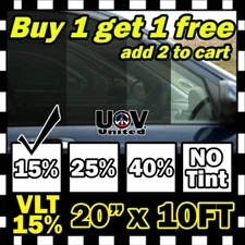 Uncut Window Tint Film Roll 15% VLT 20" 10ft Office Auto Commercial Home 2025