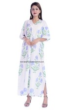 Indien Coton Caftan Long Caftan Hippie Nuit Robe Femmes Vêtements Grande Fleur