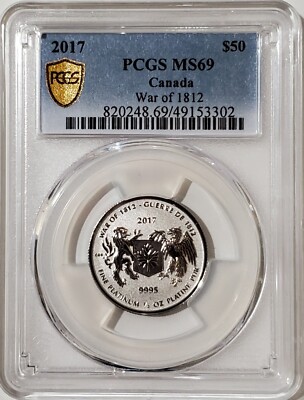 2017 1/2 Oz PLATINUM $50 200TH ANNIV. WAR OF 1812 PCGS MS69