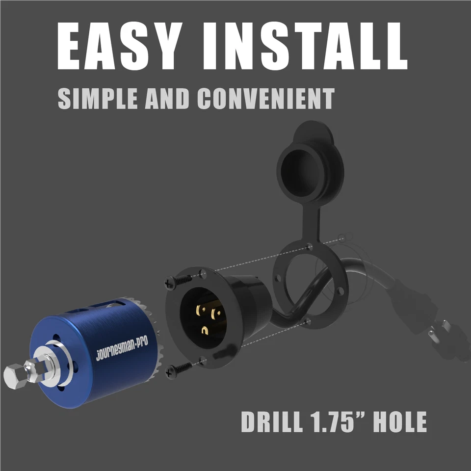 Remolque 15A 110V 120V RV Marina Power Brida Puerto de Entrada Enchufe Blanco Negro GCP1 Foto 2 de 4