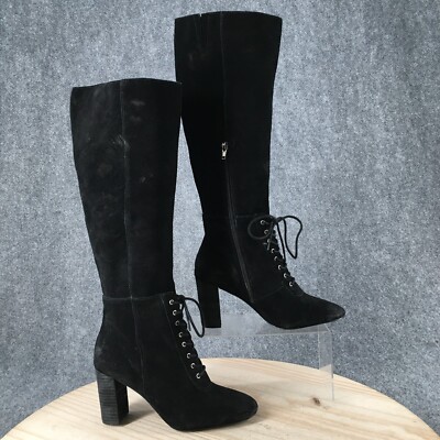 Charles By Charles David Boots Womens M Knee High Black Zip Lace Up  Heels