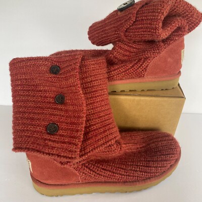 UGG Australia Women's Boots Classic Rusty Red  Knit Sz 7