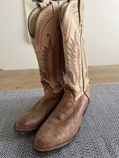 Vintage Tony Lama Western Cowboy Boots Rainbow Stitch Style 1618 Size 6 1/2 M