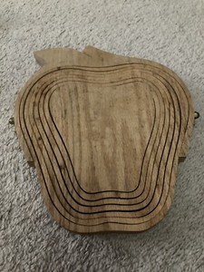 Vintage Wooden Basket Fruit Bowl Trivet Country Apple Shaped Folding Collapsible