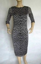 LADIES CLUB L BLACK/GREY STRETCH PANEL BODYCON/PENCIL/WIGGLE MIDI DRESS SIZE 8