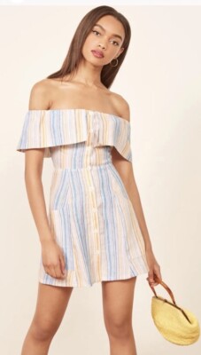 Reformation Linen Off the Shoulder Landy Striped Mini Dress Size 10 | eBay Reformation Linen Off the Shoulder Landy Striped Mini Dress Size 10 | eBay