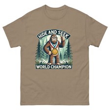 Hide and Seek World Champion Sasquatch T-Shirt Funny Bigfoot Graphic Tee