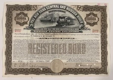 New York Central & Hudson River Railroad Bond Stock Certificate Michigan 