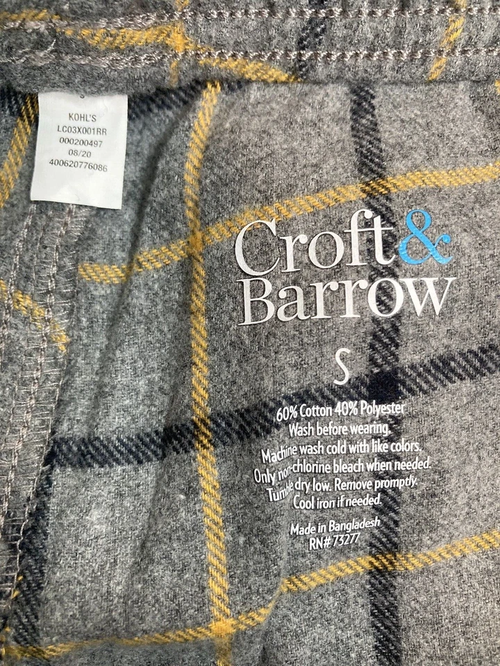 Pantalones de pijama Croft & Barrow para hombre polar salón gris a cuadros para dormir talla S Foto 2 de 3