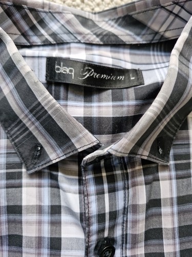 Blaq Premium Large Mens Grey Striped Shirt - Picture 24 of 24