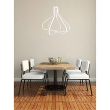 White Chandelier 3 Light Fixture LED Modern Pendant Foyer Living Dining Room 26"