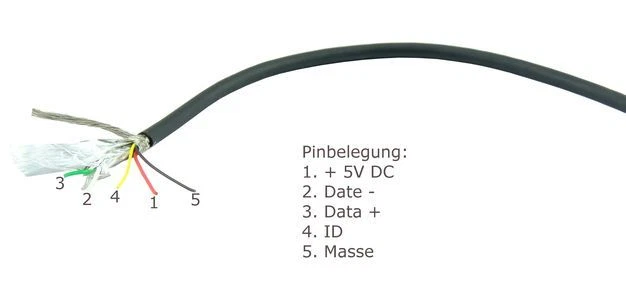 1m Micro USB Cavo di Prolunga (5 Pin) Completamente Cablato Con 90° Prese - Immagine 2 di 2