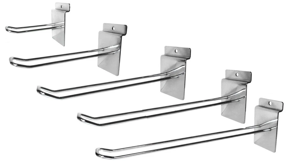 Slatwall Euro Hooks Shopfitting Display Hanging Pin Arms 4" 6" 8" 10" 12"