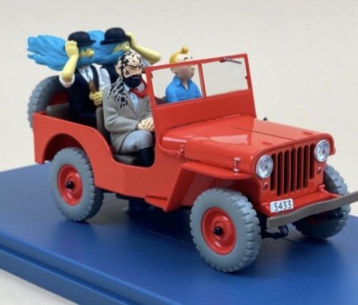 HERGE TINTIN DESERT RED JEEP WILLYS #47 Car Figure 1/24 Authentic