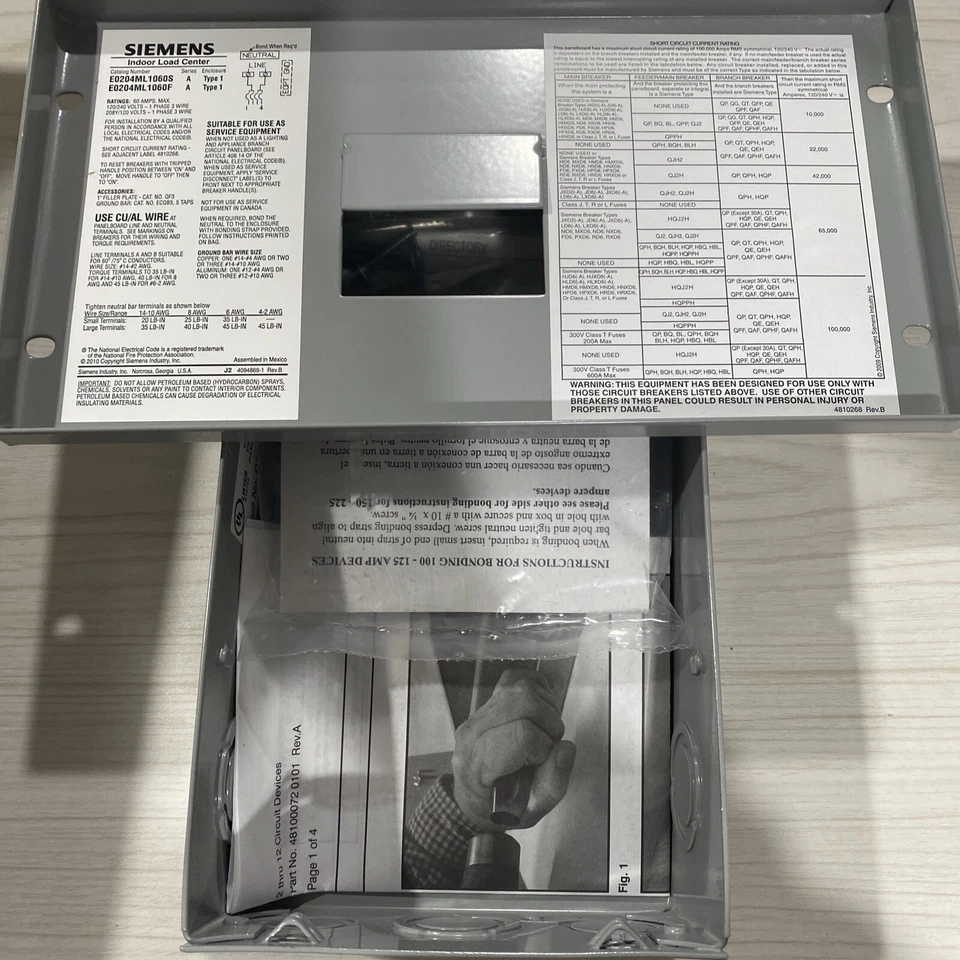 Siemens E0204ML1060SU Indoor Main Lug Load Center, 60 Amp - Image 2 of 4