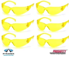 6 PR S4130S Amber Yellow Lens Shooting Range Protective ANSI Z87+ Safety Glasses