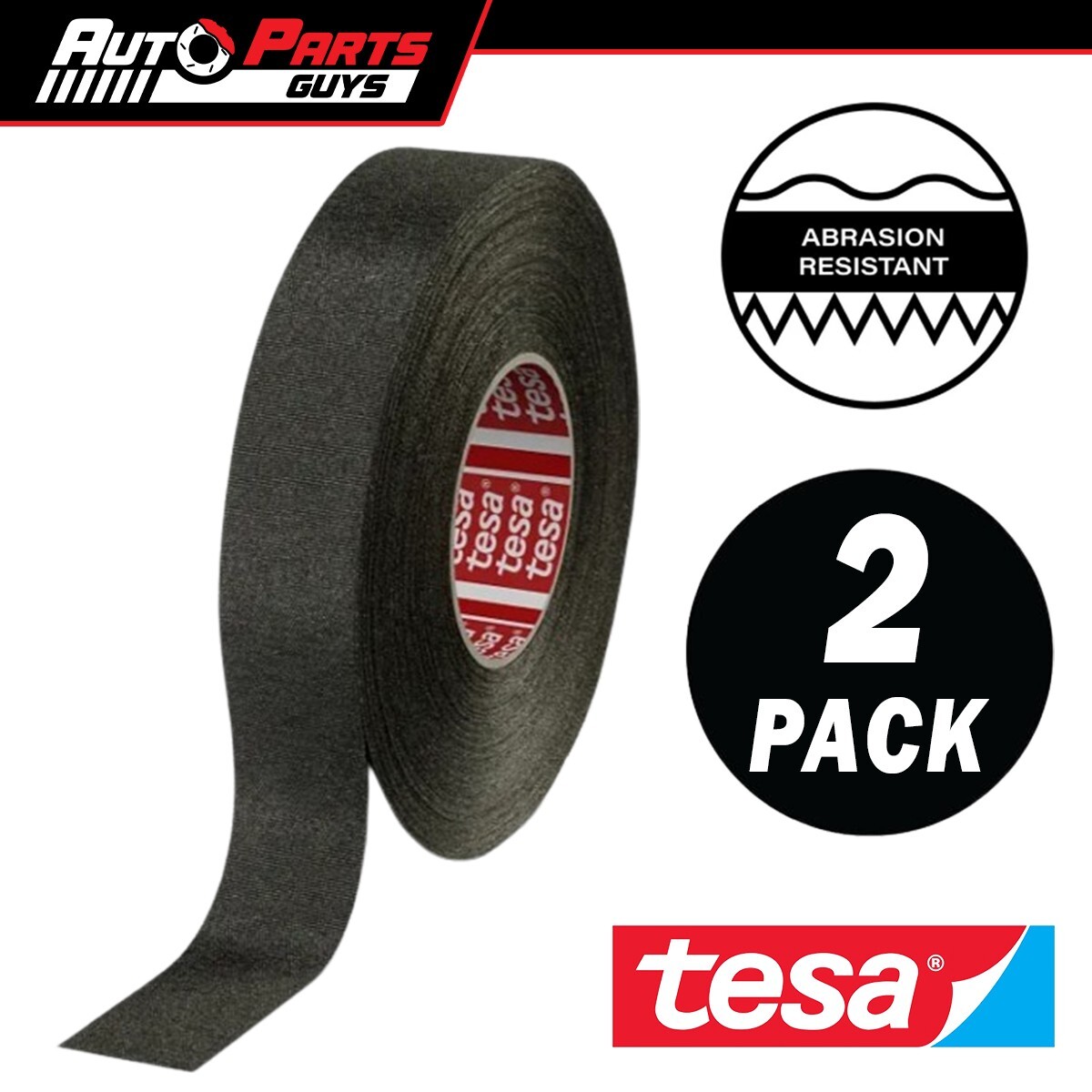 2 Pack TESA 51608 High Temp Black Fleece Wiring Harness Tape – 19mm X 25m